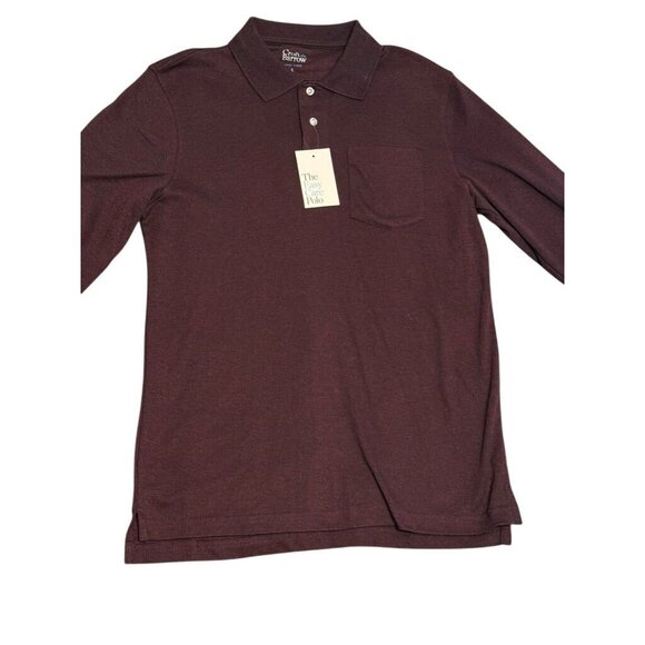 Men's Croft & Barrow LS Polo Shirt Easy Care Extra Soft Burgundy Heather Size Sm - Picture 2 of 5